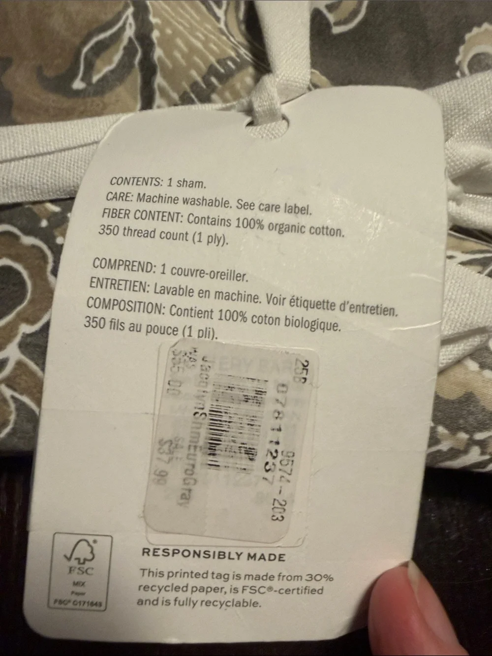 Pottery Barn Jacquelyn Medallion Euro Sham Floral 350 Thread Count 26” x 26”